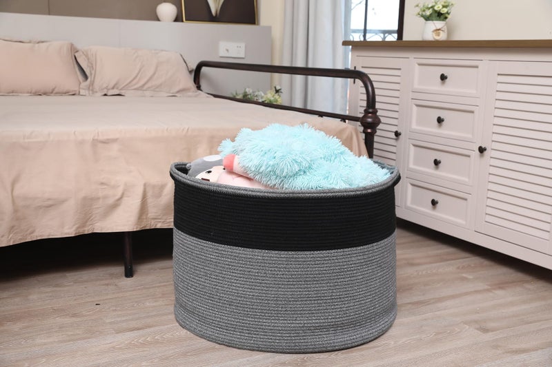 Cottonphant 24" x 24" x 17" Max Size Large Cotton Rope Basket, Extra Large Storage Basket, Woven Laundry Hamper, Cloth Storage Bin, for Blankets Clothes Towels Pillows in Living Room, Beige - Image 3